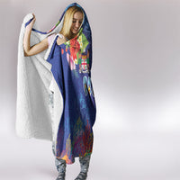 Fiji Day Hooded Blanket Coral Reef with Tapa Motifs and Hibiscus Ocean Vibe LT03 - Polynesian Pride
