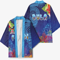 Fiji Day Kimono Coral Reef with Tapa Motifs and Hibiscus Ocean Vibe LT03 - Polynesian Pride