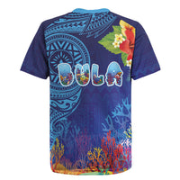 Fiji Day Rugby Jersey Coral Reef with Tapa Motifs and Hibiscus Ocean Vibe LT03 - Polynesian Pride
