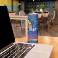 Fiji Day Skinny Tumbler Coral Reef with Tapa Motifs and Hibiscus Ocean Vibe LT03 - Polynesian Pride