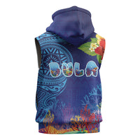 Fiji Day Sleeveless Zip Hoodie Coral Reef with Tapa Motifs and Hibiscus Ocean Vibe LT03 - Polynesian Pride