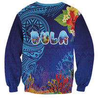 Fiji Day Sweatshirt Coral Reef with Tapa Motifs and Hibiscus Ocean Vibe LT03 - Polynesian Pride