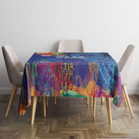 Fiji Day Tablecloth Coral Reef with Tapa Motifs and Hibiscus Ocean Vibe LT03 - Polynesian Pride