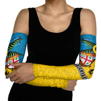 Malampa Fiji Day Arm Sleeves Tapa and Melanesian Patterns with Coat of Arms LT03 - Polynesian Pride