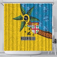Malampa Fiji Day Shower Curtain Tapa and Melanesian Patterns with Coat of Arms LT03 - Polynesian Pride