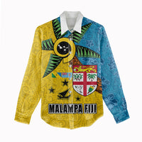 Malampa Fiji Day Women Casual Shirt Tapa and Melanesian Patterns with Coat of Arms LT03 - Polynesian Pride