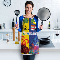 Malampa Fiji Day Apron Volcano and Coral Reef with Culture Patterns Split Style LT03 - Polynesian Pride