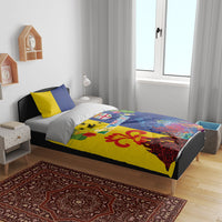 Malampa Fiji Day Bedding Set Volcano and Coral Reef with Culture Patterns Split Style LT03 - Polynesian Pride