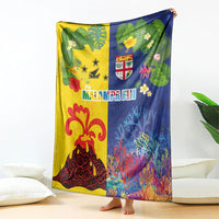 Malampa Fiji Day Blanket Volcano and Coral Reef with Culture Patterns Split Style LT03 - Polynesian Pride