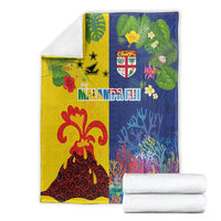 Malampa Fiji Day Blanket Volcano and Coral Reef with Culture Patterns Split Style LT03 - Polynesian Pride