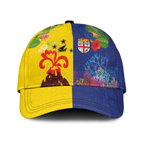 Malampa Fiji Day Classic Cap Volcano and Coral Reef with Culture Patterns Split Style LT03 Universal Fit Multicolor - Polynesian Pride