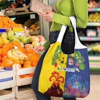 Malampa Fiji Day Grocery Bag Volcano and Coral Reef with Culture Patterns Split Style LT03 - Polynesian Pride