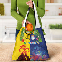 Malampa Fiji Day Grocery Bag Volcano and Coral Reef with Culture Patterns Split Style LT03 - Polynesian Pride