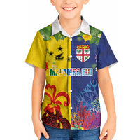 Malampa Fiji Day Hawaiian Shirt Volcano and Coral Reef with Culture Patterns Split Style LT03 - Polynesian Pride