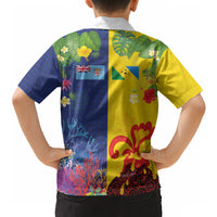 Malampa Fiji Day Hawaiian Shirt Volcano and Coral Reef with Culture Patterns Split Style LT03 - Polynesian Pride
