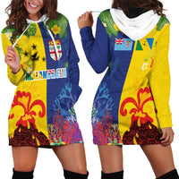 Malampa Fiji Day Hoodie Dress Volcano and Coral Reef with Culture Patterns Split Style LT03 - Polynesian Pride