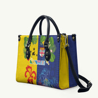 Malampa Fiji Day Leather Bag Volcano and Coral Reef with Culture Patterns Split Style LT03 Multicolor - Polynesian Pride