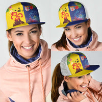 Malampa Fiji Day Mesh Trucker Cap Volcano and Coral Reef with Culture Patterns Split Style LT03 - Polynesian Pride