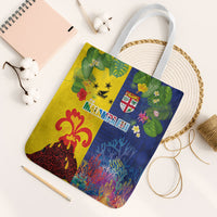 Malampa Fiji Day Tote Bag Volcano and Coral Reef with Culture Patterns Split Style LT03 White Strap One Size Multicolor - Polynesian Pride