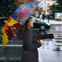 Malampa Fiji Day Umbrella Volcano and Coral Reef with Culture Patterns Split Style LT03 - Polynesian Pride