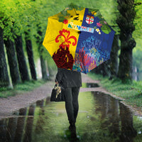 Malampa Fiji Day Umbrella Volcano and Coral Reef with Culture Patterns Split Style LT03 - Polynesian Pride
