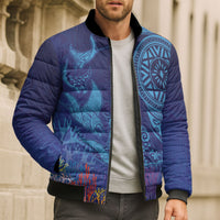 Fijian Tribal Manta Ray Bomber Puffer Jacket Masi Motif with Coral Reef Ocean Vibe LT03 - Polynesian Pride
