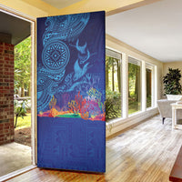 Fijian Tribal Manta Ray Door Cover Masi Motif with Coral Reef Ocean Vibe LT03 - Polynesian Pride