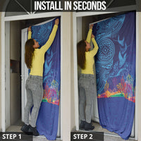 Fijian Tribal Manta Ray Door Cover Masi Motif with Coral Reef Ocean Vibe LT03 - Polynesian Pride
