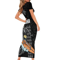 Hawaiian Halloween Skeleton Surfing Family Matching Short Sleeve Bodycon Dress and Hawaiian Shirt Polynesian Tribal Tattoo and Hawaiian Pattern LT03 - Polynesian Pride