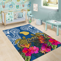 Hawaii Lanai Island Area Rug Hibiscus Turle and Map with Polynesian Spiral LT03 - Polynesian Pride