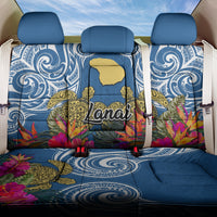 Hawaii Lanai Island Back Car Seat Cover Hibiscus Turle and Map with Polynesian Spiral LT03 One Size Blue - Polynesian Pride
