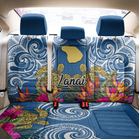 Hawaii Lanai Island Back Car Seat Cover Hibiscus Turle and Map with Polynesian Spiral LT03 - Polynesian Pride
