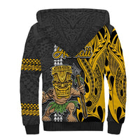 Hawaii Lanai Island Sherpa Hoodie Hawaiian Warrior and Kakau Symbols Abstract Tattoo LT03 - Polynesian Pride