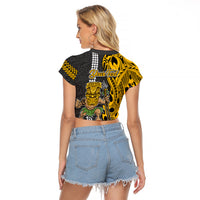 Custom Hawaii Lanai Island Raglan Cropped T Shirt Hawaiian Warrior and Kakau Symbols Abstract Tattoo LT03 - Polynesian Pride