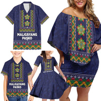 Philippines Merry Christmas Family Matching Off Shoulder Short Dress and Hawaiian Shirt Maligayang Pasko with Parol and Xmas Pattern Barong Style LT03 - Polynesian Pride