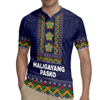 Philippines Merry Christmas Rugby Jersey Maligayang Pasko with Parol and Xmas Pattern Barong Style LT03 - Polynesian Pride