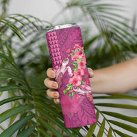 Hawaiian Turtle Love Couple Skinny Tumbler Sweet Hibiscus and Kakau Pattern Rose Color LT03 - Polynesian Pride