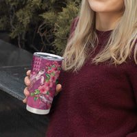 Hawaiian Turtle Love Couple Tumbler Cup Sweet Hibiscus and Kakau Pattern Rose Color