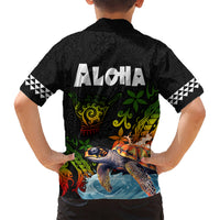 Hawaii Lei Day Kid Hawaiian Shirt Hibiscus Wreath and Polynesian Pattern