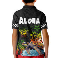 Hawaii Lei Day Kid Polo Shirt Hibiscus Wreath and Polynesian Pattern