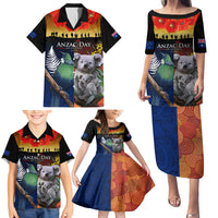 Australia and New Zealand ANZAC Day Family Matching Puletasi and Hawaiian Shirt Tui Bird and Koala mix Maori and Aboriginal Pattern LT03 - Polynesian Pride