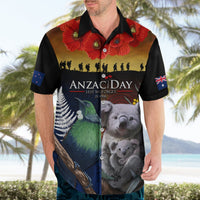 Australia and New Zealand ANZAC Day Hawaiian Shirt Tui Bird and Koala mix Maori and Aboriginal Pattern