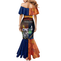 Australia and New Zealand ANZAC Day Mermaid Dress Tui Bird and Koala mix Maori and Aboriginal Pattern LT03 - Polynesian Pride