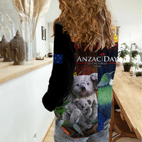 Australia and New Zealand ANZAC Day Women Casual Shirt Tui Bird and Koala mix Maori and Aboriginal Pattern LT03 - Polynesian Pride