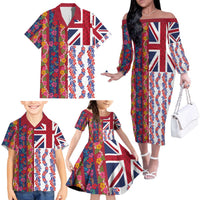 Hawaiian Lei Family Matching Off The Shoulder Long Sleeve Dress and Hawaiian Shirt National Flag Striped Style LT03 - Polynesian Pride