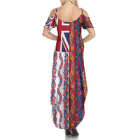 Hawaiian Lei Family Matching Summer Maxi Dress and Hawaiian Shirt National Flag Striped Style LT03 - Polynesian Pride