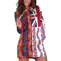 Hawaiian Lei Hoodie Dress National Flag Striped Style LT03 Red - Polynesian Pride