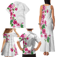 Hawaiian Hibiscus and Art Polynesian Tattoo Family Matching Tank Maxi Dress and Hawaiian Shirt White Color LT03 - Polynesian Pride