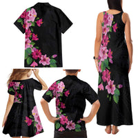 Hawaiian Hibiscus and Art Polynesian Tattoo Family Matching Tank Maxi Dress and Hawaiian Shirt Black Color LT03 - Polynesian Pride