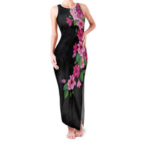 Hawaiian Hibiscus and Art Polynesian Tattoo Family Matching Tank Maxi Dress and Hawaiian Shirt Black Color LT03 Mom's Dress Black - Polynesian Pride